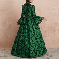 Оалиро есенни рокли за жени ренесансова рокля жени средновековна рокля за жени кралица Дълъг ръкав квадратна врата дълга рокля дантела съд рокля реколта рокли за жени 1950-те зимни зелени и