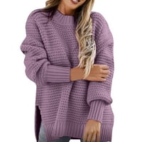 Дамски Пуловер зимен цип пуловер хлабав случайни топли Пуловер върхове Лилаво,2хл