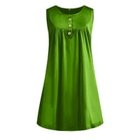 Сузани рокли за жени Бутон надолу линия къси танк Мини рокли с джобове ударени ръкав Без Флоу слънчеви рокли зелени 3хл