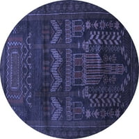 Ahgly Company Machine Pashable Indoor Round Persian Blue Traditional Area Cugs, 5 'Round