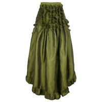 Hfyihgf жени steampunk maxi пола Ruffle високо ниско подгъване на готически средновековни мрежести поли реколта ренесансова превръзка костюм