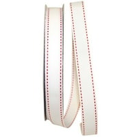 Jam Paper Paper Grosgrain Saddle Stitch Ribbon, дворове, бяло червено, продава се индивидуално