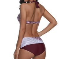 Комплекти за бикини за жени точки печат бански костюми сплайсинг отпечатъци плажни дрехи