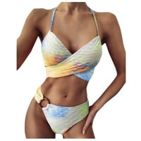 Forestyashe Fashion Womens Print Color Bikini Push-Up Pad Swimswear Swimsuit Beachwear Set