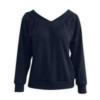 Ketyyh-chn големи пуловери за жени с дълъг ръкав тънък плетен пуловер пуловер пуловер върхове черни, m