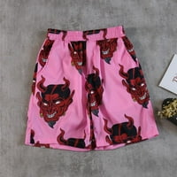 Дамски шорти ежедневни дамски лятото Плюс размер отпечатани удобни шорти модни печатни Шорти намалява Розово 4