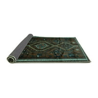 Ahgly Company Indoor Rectangle Southwestern Turquoise Blue Country Area Rugs, 5 '8'