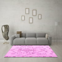 Ahgly Company Indoor Rectangle Solid Pink Modern Area Rugs, 3 '5'