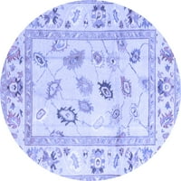 Ahgly Company Indoor Round Oriental Blue Traditional Area Rugs, 5 'Round