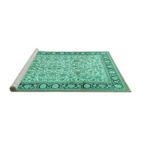 Ahgly Company Machine Wareable Indoor Square Persian Turquoise Blue Traditional Area Cugs, 7 'квадрат