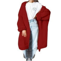 Дамски върхове облечени ежедневни женски модни плетени дълги шарки Кардиган пуловерно палто модерни върхове за жени