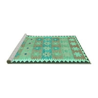 Ahgly Company Machine Pashable Indoor Rectangle Southwestern Turquoise Blue Country Area Rugs, 3 '5'