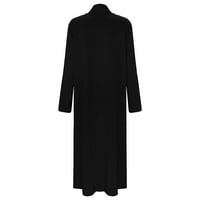 Zrbywb прост женски жилетка пуловер от печат v шия бутон с дълъг ръкав рокля дамска джобна дълга рокля