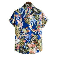 Hesxuno Men Hawaiian риза с къси ръкави отпечатан бутон надолу летни плажни ризи върхове