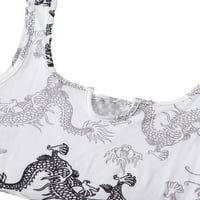 Женски блузи и тройник с леко разтягане на животински небрежен резервоар за животни, нарязани черни резервоари и камиси
