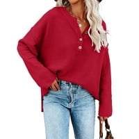 Ybenlow Женски огромни пуловери, които са с дълъг ръкав, свободни v върхове на шията