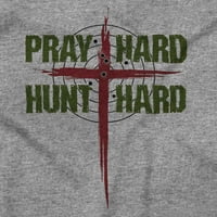 Молете се с твърд лов елен християнски ловец Мъжки тениски на тениски на тениски Brisco Brands 5x