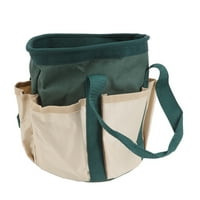 Градински инструмент тотал, дебели джобове кръгла градина инструменти чанта износване устойчив за градинар за жени зелено с кремав цвят