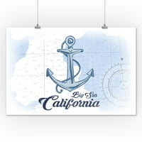 Big Sur, Калифорния - котва - синя - крайбрежна икона - произведение на фенер